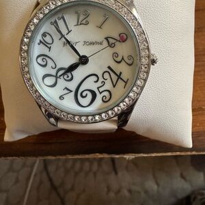 Betsey Johnson Silver Crystal-Embellished Watch